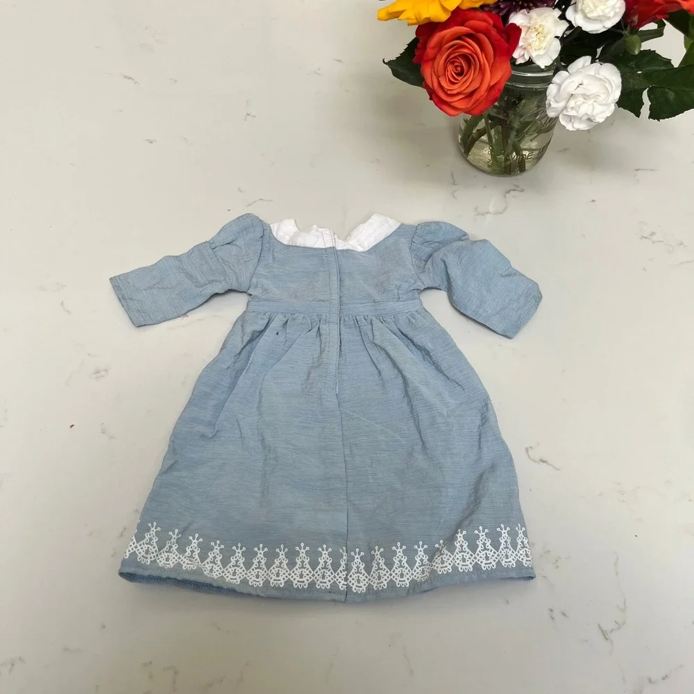American Girl Caroline Abbott Birthday Dress Blue Floral Embroidery 18 Inch Doll